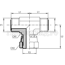 Адаптер тройник ORFS(ш) 2" - ORFS(ш) 2"  - ORFS(г) 2" (Vitillo SPA)
