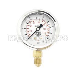 Манометр 63мм 0-10 бар  G1/4 (снизу) (Mini Press)