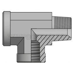 Адаптер тройник BSPP(F) 1/4" - BSPT(ш) 1/4"  - BSPP(F) 1/4" (Vitillo SPA)