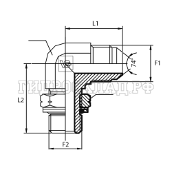 Адаптер 90° JIC(ш) 1.5/16" - Metric(ш) 27X2 o.r.+ш+ контргайка (Vitillo SPA)