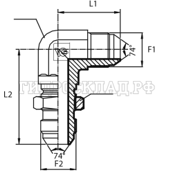 Адаптер 90° JIC(ш) 7/8" - JIC(ш) 7/8" проходной (Vitillo SPA)