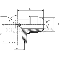 Адаптер 90° JIC(ш) 1/2" - P=10 под сварку (Vitillo SPA)