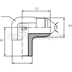 Адаптер 90° JIC(ш) 1.1/16" - Pipe=28 (Vitillo SPA)