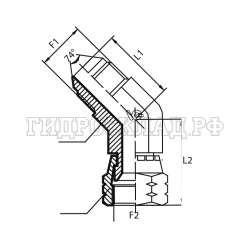 Адаптер 45° JIC(ш) 1.5/16" - JIC(г) 1.5/16" (Vitillo SPA)