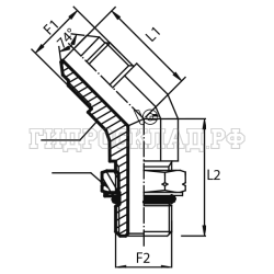 Адаптер 45° JIC(ш) 1/2" - Metric(ш) 10X1 o.r.+ контргайка (Vitillo SPA)