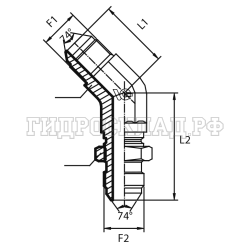 Адаптер 45° JIC(ш) 1.5/16" - JIC(ш) 1.5/16" проходной (Vitillo SPA)