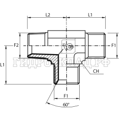 Адаптер тройник  JIC(ш) 3/4" - BSPT(ш) 3/4"  - JIC(ш) 3/4" (Vitillo SPA)