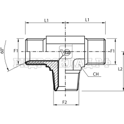 Адаптер тройник  JIC(ш) 3/4" - JIC(ш) 3/4" - NPT(ш) 1/2" (Vitillo SPA)