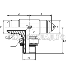 Адаптер тройник  JIC(ш) 3/4" - JIC(ш) 3/4" - BSPP(ш) 1/2" o.r.+ контргайка (Vitillo SPA)