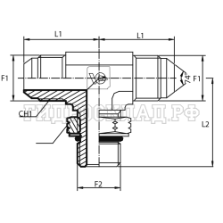 Адаптер тройник  JIC(ш) 1/2" - JIC(ш) 1/2" - UNF(ш) 1/2" o.r.+ контргайка (Vitillo SPA)