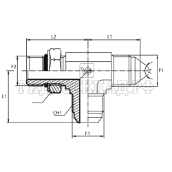Адаптер тройник  JIC(ш) 1.1/16" - Metric(ш) 22X1.5 o.r.+ контргайка - JIC(ш) 1.1/16" (Vitillo SPA)