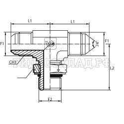 Адаптер тройник  JIC(ш) 1.1/16" - JIC(ш) 1.1/16" - Metric(ш) 22X1.5 o.r.+ш+ контргайка (Vitillo SPA)