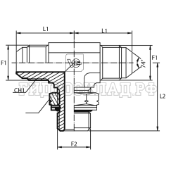 Адаптер тройник  JIC(ш) 1.1/16" - JIC(ш) 1.1/16" - Metric(ш) 27X2 o.r.+ш+ контргайка (Vitillo SPA)