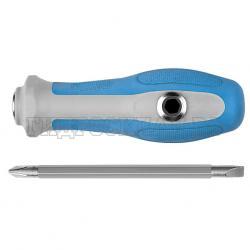 Отвертка PH2/SL6 с переставным жалом комбинированная, прямая и Т-обр. 6х120 мм (MOS)