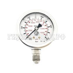 Манометр 63мм 0-1000 бар  G1/4 (снизу) (BART)