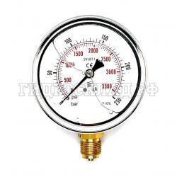 Манометр 100мм 0-250 бар  G1/2 (снизу)   (BART)