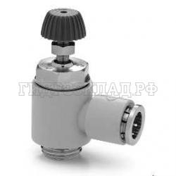 Дроссель пневматический с обратным клапаном для пневмоцилиндров P= 4мм G1/8 (дроссель) (Camozzi)