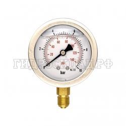 Манометр 63мм 0-10 бар  G1/4 (снизу) (Китай)
