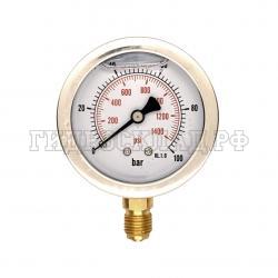 Манометр 63мм 0-100 бар G1/4 (снизу) (Китай)