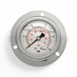 Манометр 63мм 0-10 бар  G1/4 (сзади, панельный монтаж) (Китай)