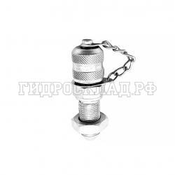 Точка контроля давления M16x2 - JIC(ш) 9/16"-18  (мет.колп.с цеп.) проходной (Китай)