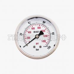 Манометр 63мм 0-100 бар  G1/4 (сзади) (Китай)