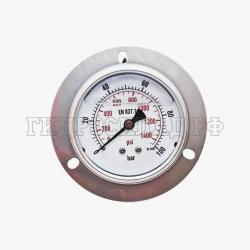 Манометр 63мм 0-100 бар  G1/4 (сзади, панельный монтаж) (Китай)