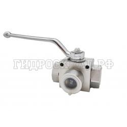 Кран гидравлический шаровый 3-х ходовой BSP 3/4" (Китай)