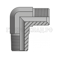 Адаптер 90° BSP(ш) 1/4" - NPT(ш) 1/4" (Китай)