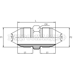 Адаптер  JIC(ш) 1.1/16" -  JIC(ш) 3/4" (Китай)