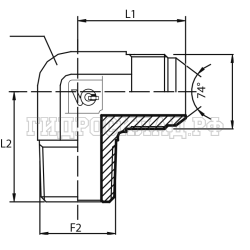Адаптер 90° JIC(ш) 7/8" - NPT(ш) 1/2" (Китай)
