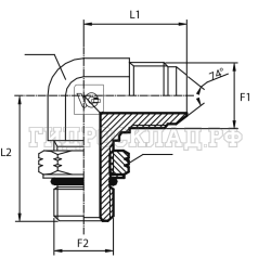 Адаптер 90° JIC(ш) 3/4" - UNF(ш) 7/8" o.r.+ контргайка (Китай)