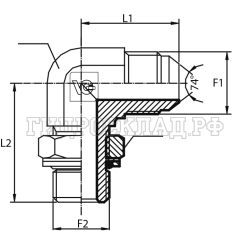 Адаптер 90° JIC(ш) 1.5/16" - BSPP(ш) 3/4" o.r.+ контргайка (Китай)
