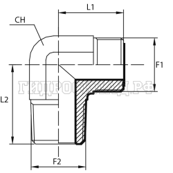 Адаптер 90° ORFS(ш) 2" - NPT(ш) 1.1/2" (Vitillo SPA)