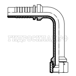 Фитинг JIC (г) 1.1/16" DN=20 (90°) (thrust-wire nut) long drop (Vitillo SPA)