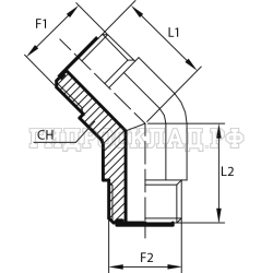 Адаптер 45° ORFS(ш) 1.7/16" - ORFS(ш) 1.7/16" (Vitillo SPA)