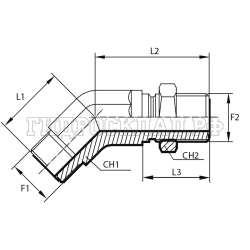 Адаптер 45° ORFS(ш) 2" - ORFS(ш) 2" контргайка (Vitillo SPA)