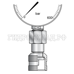 Адаптер манометра G1/4" - на точку контроля S12.65x1.65 (0°) (Mini Press)