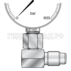 Адаптер манометра G1/4" - с точкой контроля M16x2 (90°) (Mini Press)