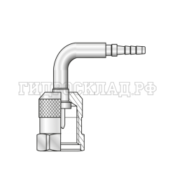 Фитинг к точке контроля M16x2 Ду=4мм (90°) Ch=19мм (Mini Press)