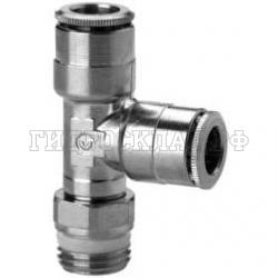 Фитинг цанга Тройник P= 6мм - G1/4 (вертик.поворотный) (Camozzi)