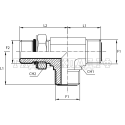 Адаптер тройник ORFS(ш) 1" - UNF(ш) 1.1/16" o.r.+ контргайка - ORFS(ш) 1" (Vitillo SPA)