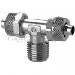 Фитинг с накидной гайкой Тройник P= 8/6мм - R1/4 (горизонт.) (Camozzi)