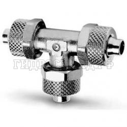 Фитинг с накидной гайкой Тройник P= 8/6 - 6/4мм (Camozzi)