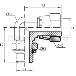 Адаптер 90° ORFS(г) 11/16" - BSPP(ш) 1/4" o.r.+ контргайка (Vitillo SPA)